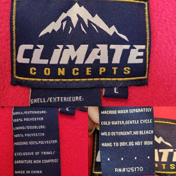 Climate Concepts Women's Hooded Puffer‎ Vest L Pink Fuchsia Quilted Pockets - Picture 3 of 12